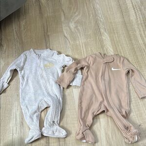 Nike Cream and Tan One Piece Footies